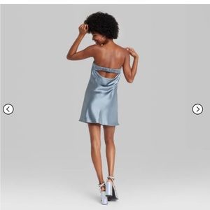 Blue Satin Cocktail Dress